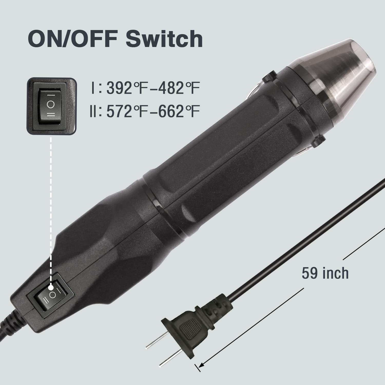 LDK Mini Heat Gun, 4.9Ft 300W Dual Temperature 392℉ & 662℉ Hot Air Gun for Shrink Wrapping, Epoxy Resin & Vinyl, Craft Embossing, Phone Repair Heat Gun