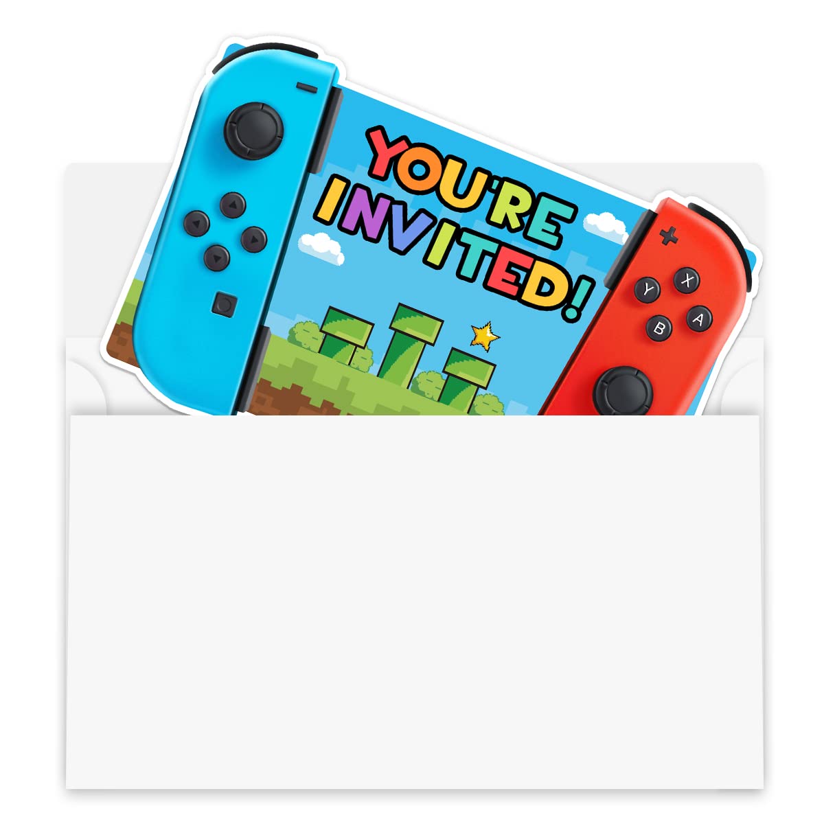 Simimi art 30 Video Game Birthday Party Invitations with Envelopes - Game On Birthday Party Invitation