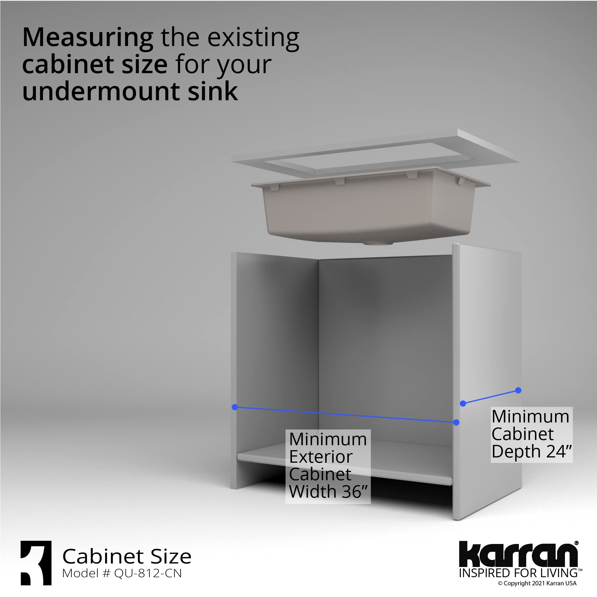 Karran QU-812 Undermount 32.5 in. Large Single Bowl Quartz Kitchen Sink in Concrete