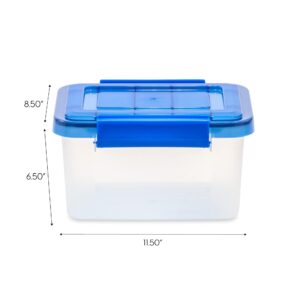 IRIS USA 5Pack 6.5qt WEATHERPRO Airtight Plastic Storage Bin with Lid and Seal and Secure Latching Buckles