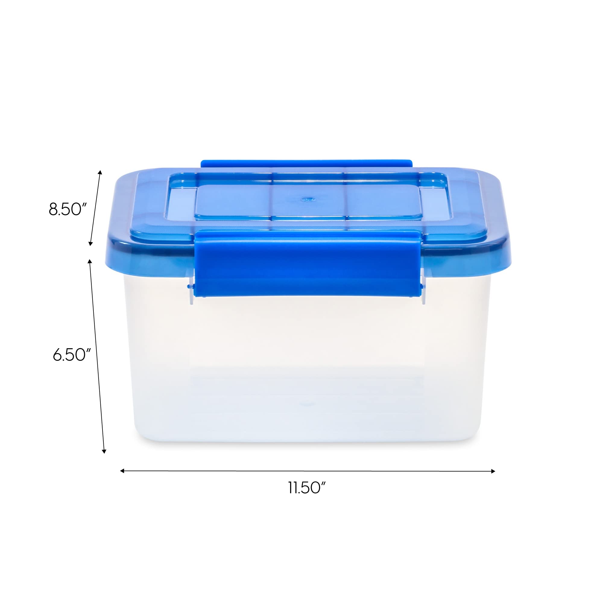 IRIS USA 5Pack 6.5qt WEATHERPRO Airtight Plastic Storage Bin with Lid and Seal and Secure Latching Buckles