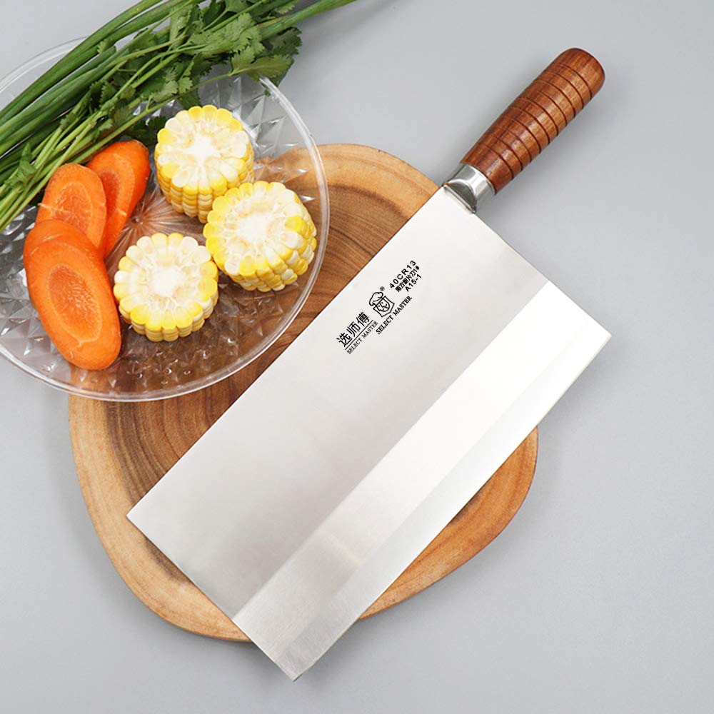 SELECT MASTER Chinese Chef Knife, Big Vegetable Cleaver, Chinese Cleaver Knife and High Carbon Steel with Non-slip Ergonomic Handle for Home and Restaurant