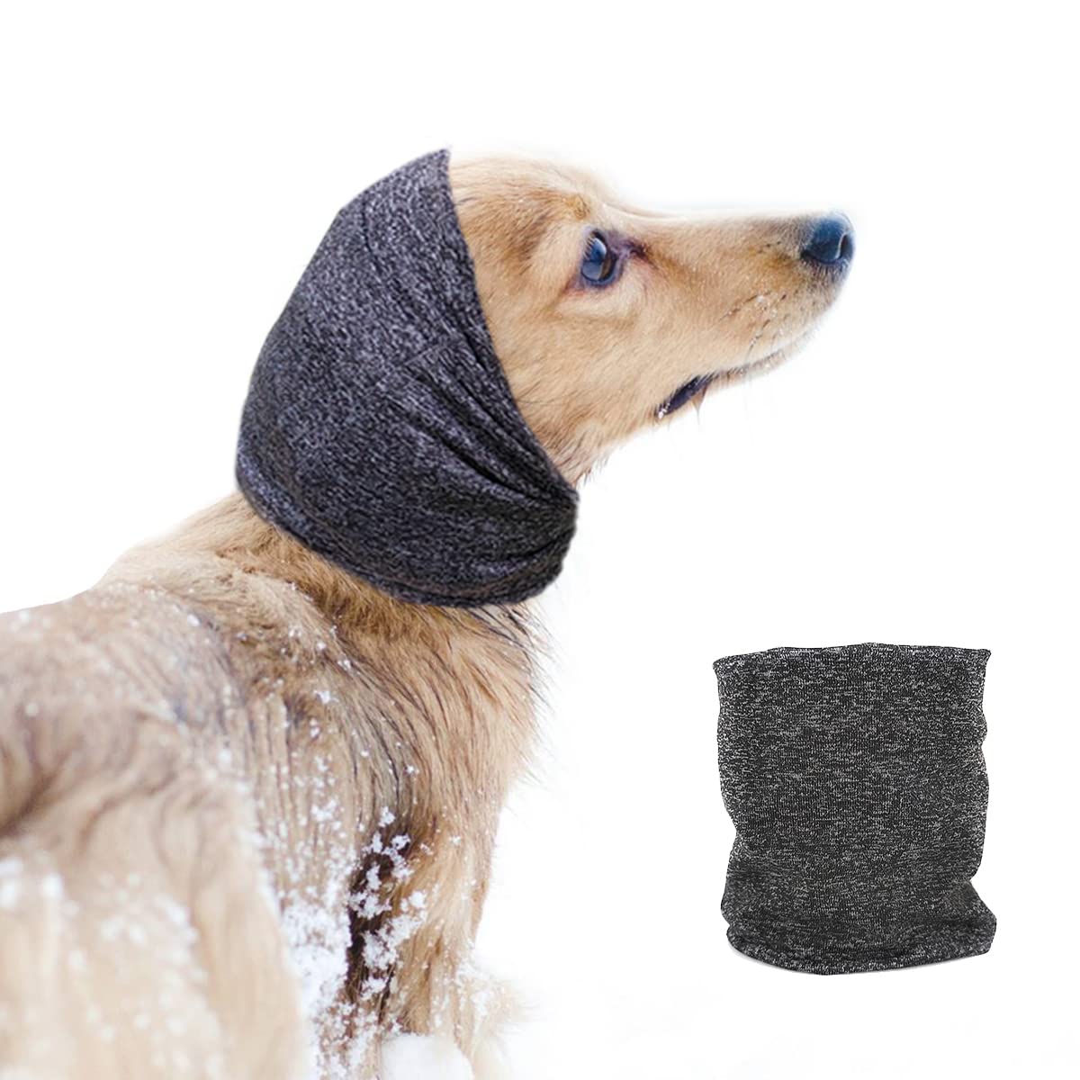 PATTEPOINT Dog Noise Cancelling Ear Muffs, Dog Ear Cover for Anxiety Relief& Calming Dogs, Snood for Dog Cat Noise Reduce Grooming Bathing, Neck and Ear Warm Ear Muffs,Grey M