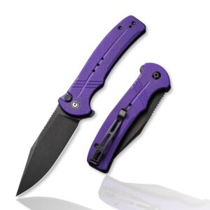 civivi cogent button lock flipper pocket knife, 14c28n blade g10 handle, good for outdoor edc camping c20038d-2 (purple)