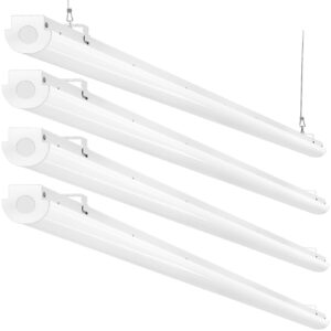 tycholite 8ft led shop lights 110w [6 lamps f96t12 fluorescent equiv.], 12500lm, 5000k, compact 8 foot strip lights for garage shop, suspended or flush mount, energy saving up to 4000w / 5y, 4 pack