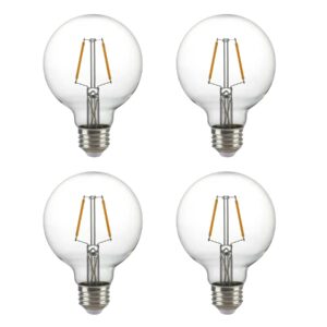 globe led light bulbs 3w 2700k 25 watt equivalent, e26 dimmable warm white 300lm high brightness round vanity light bulbs, g25 vintage bulbs, g80 clear edison bulbs for bathroom mirror,ceiling fans