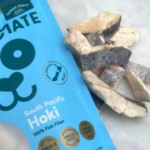 Gourmate Pet Treat Co. South Pacific Hoki - Human Grade Dog Treats - 100% Natural, Freeze Dried Whitefish Snack with Omega-3 and Marine Collagen - 45g/1.58oz