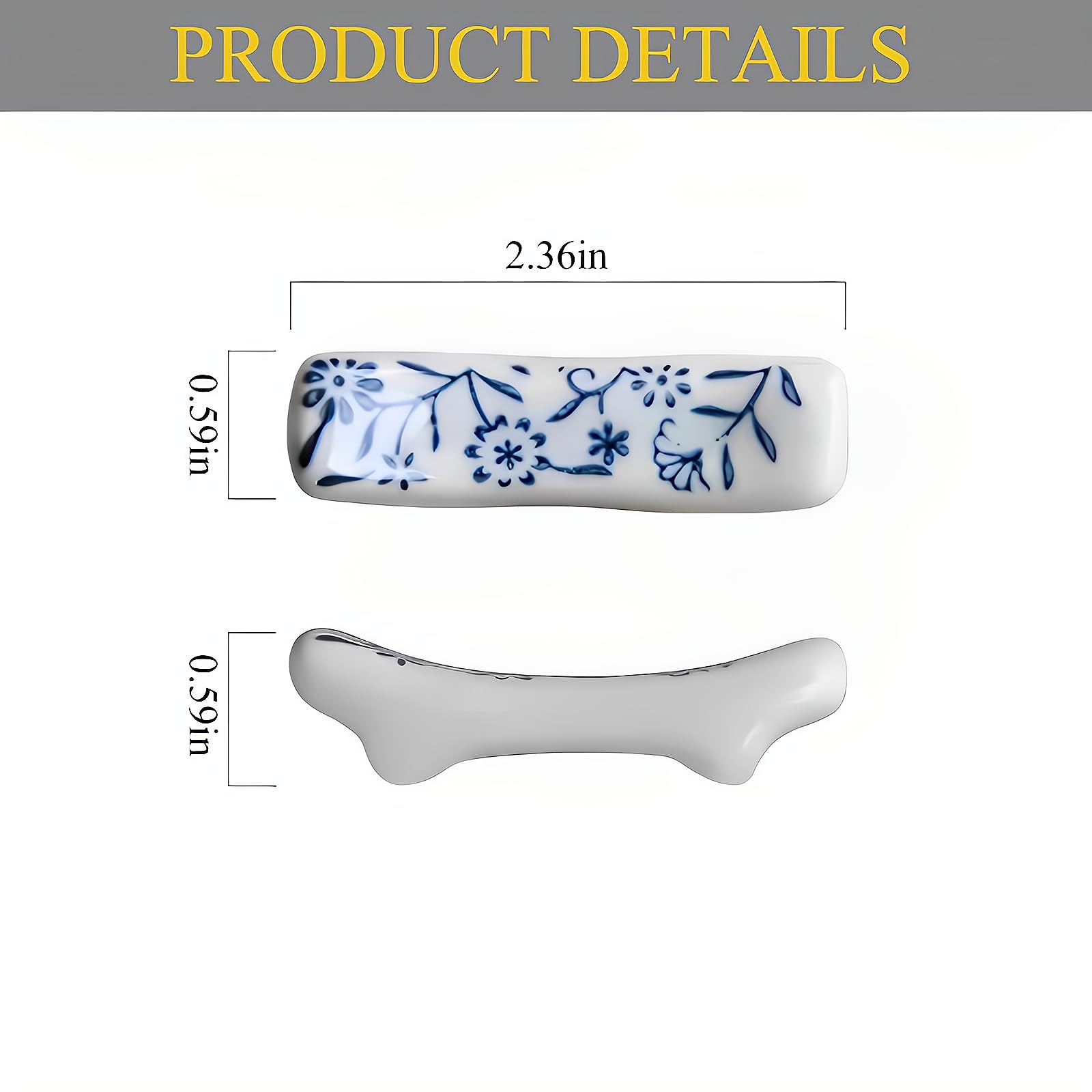 Chopstick Rest 5 Pairs Porcelain Chopsticks Holder For Countertop,Cute Chopstick Stand(Blue sunflower)