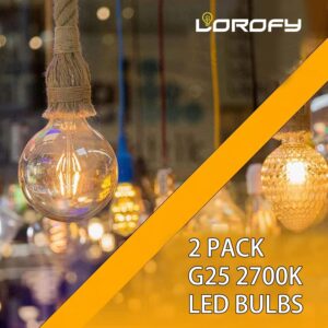 Globe Led Light Bulbs 3W 2700K 25 Watt Equivalent, E26 Dimmable Warm White 300LM High Brightness Round Vanity Light Bulbs, G25 Vintage Bulbs, G80 Clear Edison Bulbs for Bathroom Mirror,Ceiling Fans