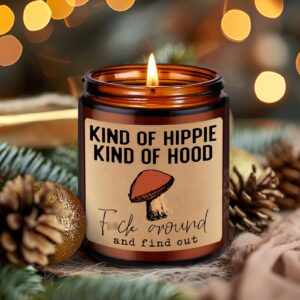 LEADO Kind of Hippie Kind of Hood Scented Candles, Hippie Room Decor - Hippie Gifts, Boho Gifts for Women, Men - Funny Birthday, Christmas, Hippy Gifts for Hippie Friends, Bestie, BFF, Her