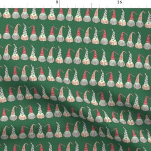 Spoonflower Fabric - Scandinavian Christmas Gnomes Green Stripes Holiday Santa Printed on Petal Signature Cotton Fabric by The Yard - Sewing Quilting Apparel Crafts Decor