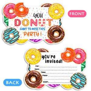 30 Donut Party Invitations with Envelopes - Donut Birthday Party Decorations Supplies