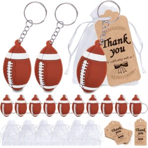 cicibear 60 pack football party return favors with 20 football keychains, 20 thank you tags and 20 gift bags for football themed party, baby shower, kids adults birthday, red, black