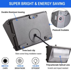 OSTEK 41W LED Wall Pack Light 5200LM (150-200W HPS/MH Equiv.) 5000K Daylight Commercial Outdoor Wall Area Security Lighting Fixture IP65 Waterproof 100-277V,ETL&DLC Listed