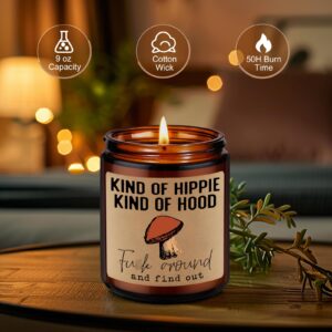 LEADO Kind of Hippie Kind of Hood Scented Candles, Hippie Room Decor - Hippie Gifts, Boho Gifts for Women, Men - Funny Birthday, Christmas, Hippy Gifts for Hippie Friends, Bestie, BFF, Her