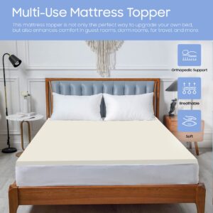 GREATON Breathable 1-inch Foam Mattress Topper with Perfect Body Support | Comfortable Mattress Topper for Ultimate Relaxation, Improves Back Pain, Heavy-Duty Structured Toppers, Full, White