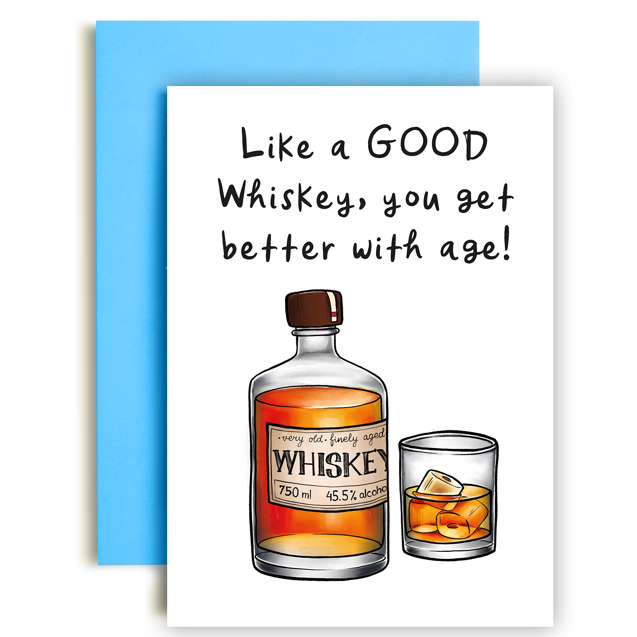 Huxters Birthday Cards for Men – Funny Dad Birthday Cards – Whiskey Old Man Birthday Card – Grandad Happy Birthday Cards – Bourbon Husband Birthday Card - A5 Birthday Card