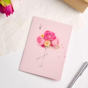 UK Greetings Birthday Card for Her - Birthday Card for Friend - Into the Meadow - Pink Floral Flamingo