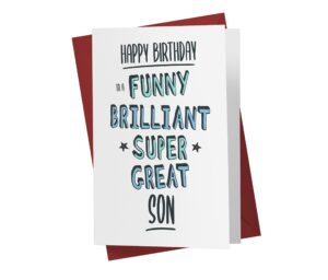 karto sweet and funny birthday card for son, large 5.5 x 8.5 greeting card, birthday card for son adult, birthday card for son in law compliment son