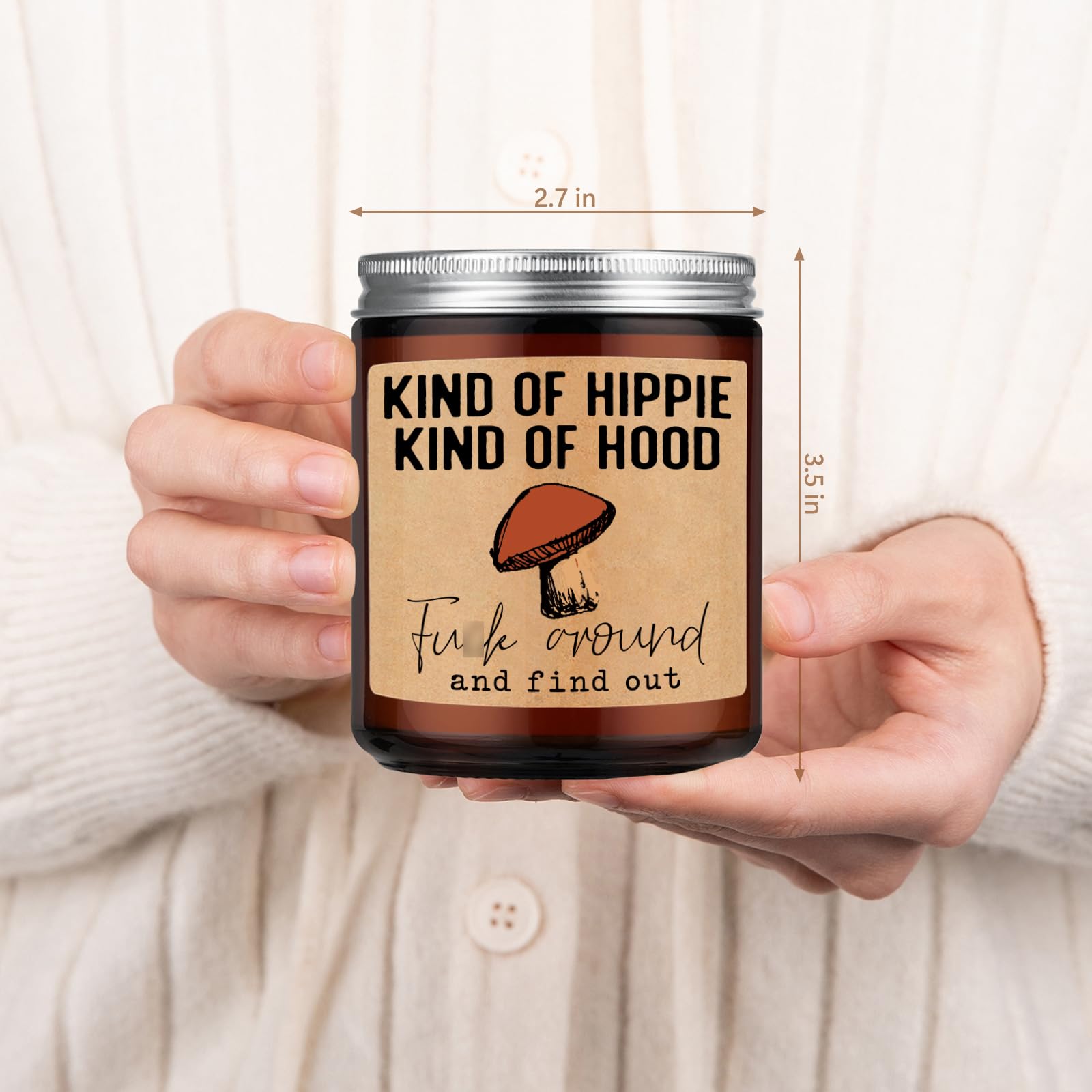 LEADO Kind of Hippie Kind of Hood Scented Candles, Hippie Room Decor - Hippie Gifts, Boho Gifts for Women, Men - Funny Birthday, Christmas, Hippy Gifts for Hippie Friends, Bestie, BFF, Her