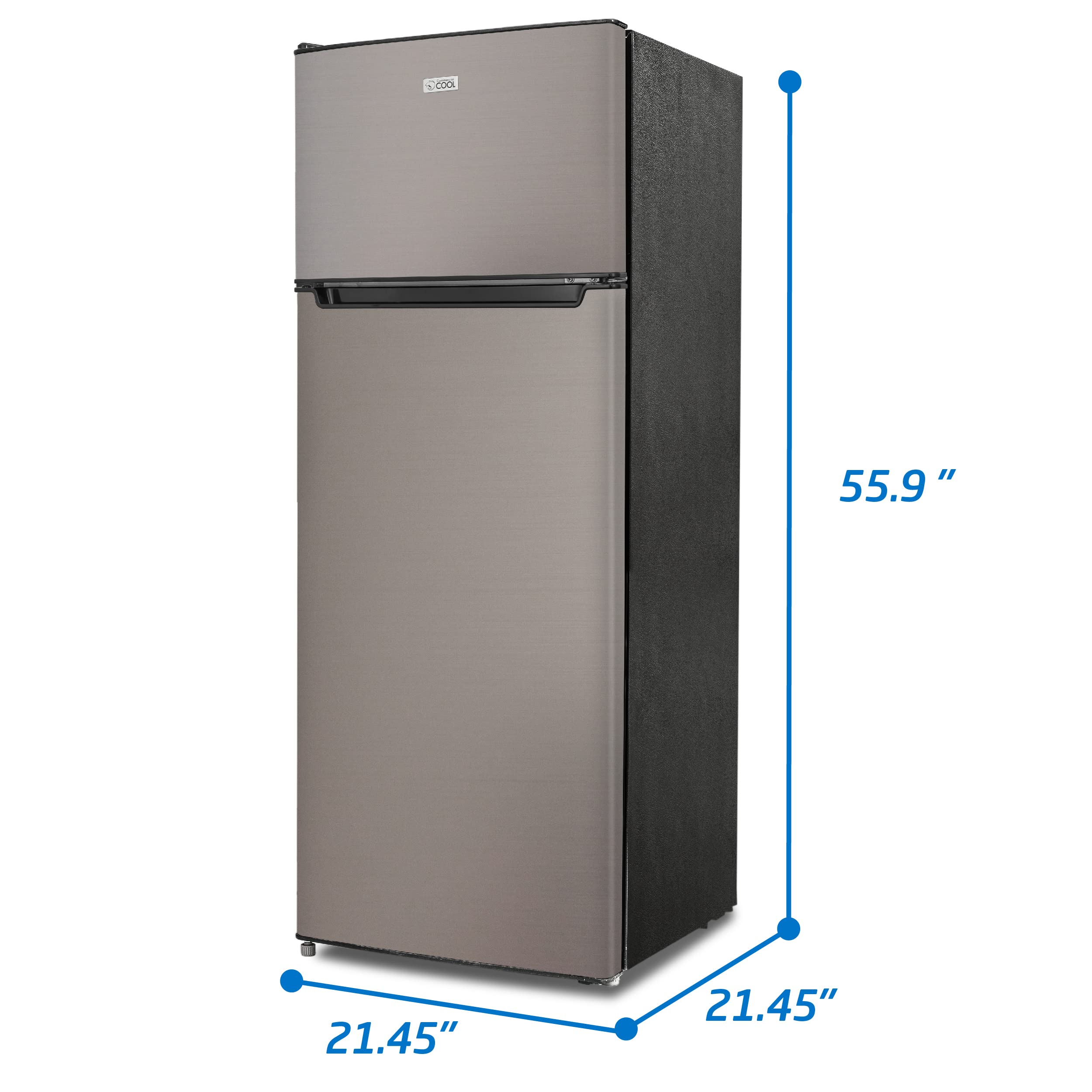 Commercial Cool CCR77LBS 7.7 Cu. Ft Freezer, Top Mount Fridge with Glass Shelves, Bottle Storage, Beverage Rack, Crisper Drawer Cover in VCM Refrigerator