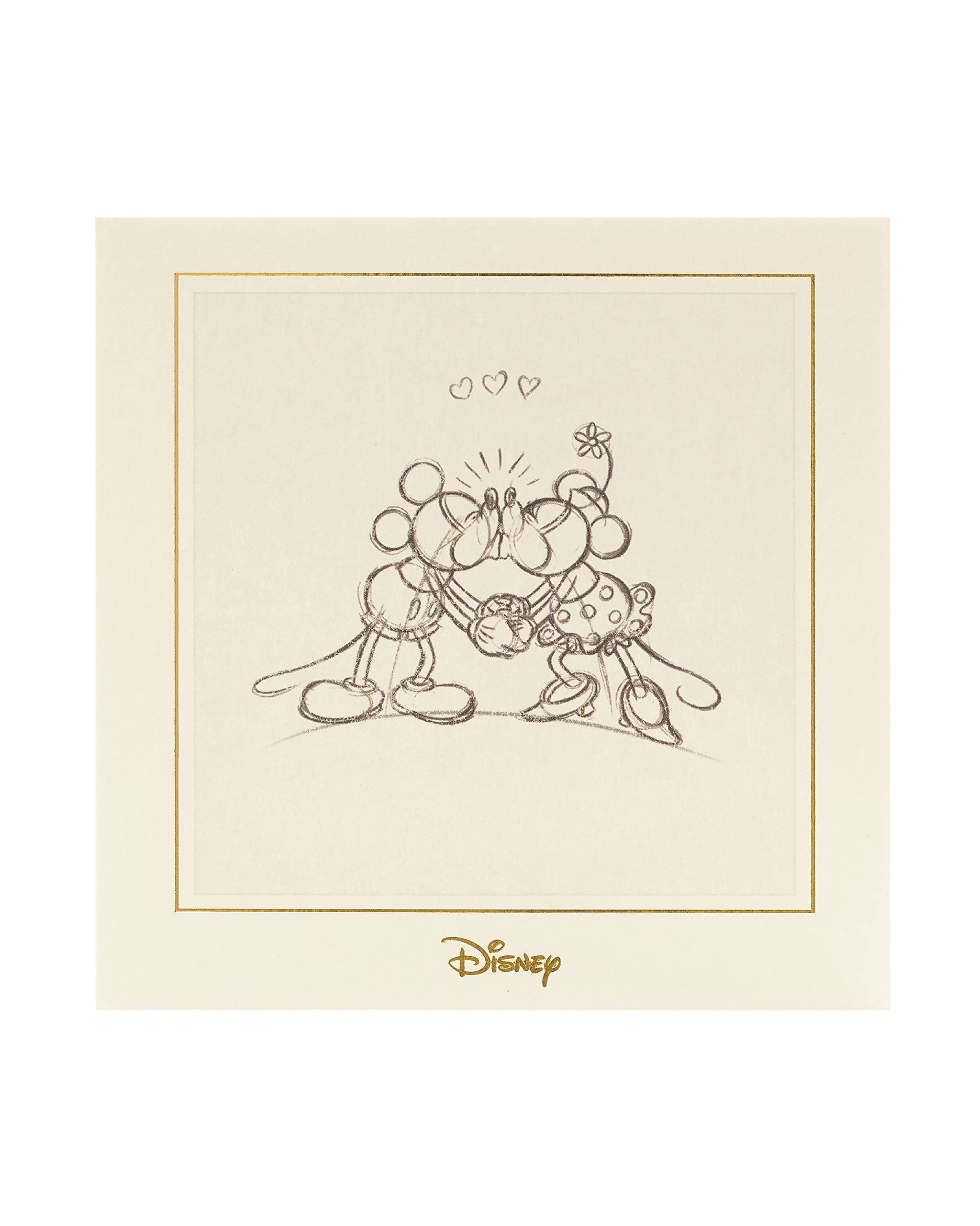 UK Greetings Disney Birthday Card - Minnie Mouse Birthday Card - Mickey Mouse Birthday Card - Birthday Card for Her - Minnie and Mickey Kissing Original Sketch - Blank Card