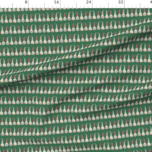 Spoonflower Fabric - Scandinavian Christmas Gnomes Green Stripes Holiday Santa Printed on Petal Signature Cotton Fabric by The Yard - Sewing Quilting Apparel Crafts Decor