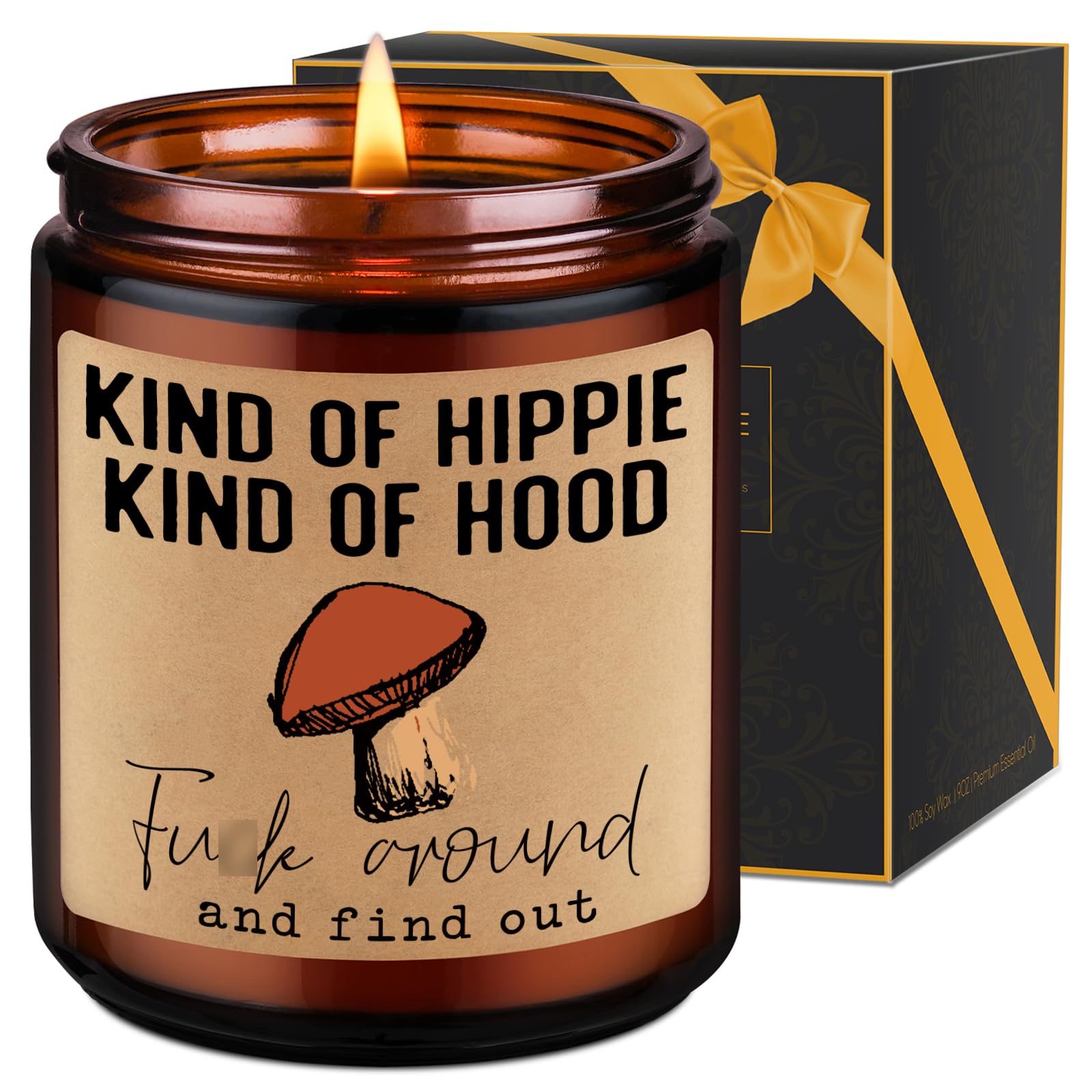 LEADO Kind of Hippie Kind of Hood Scented Candles, Hippie Room Decor - Hippie Gifts, Boho Gifts for Women, Men - Funny Birthday, Christmas, Hippy Gifts for Hippie Friends, Bestie, BFF, Her