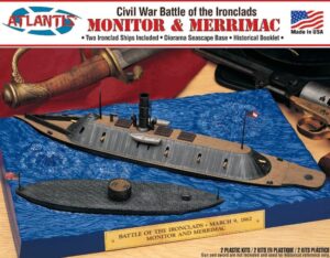 atlantis toy & hobby plastic model kit, monitor and merrimack civil war set