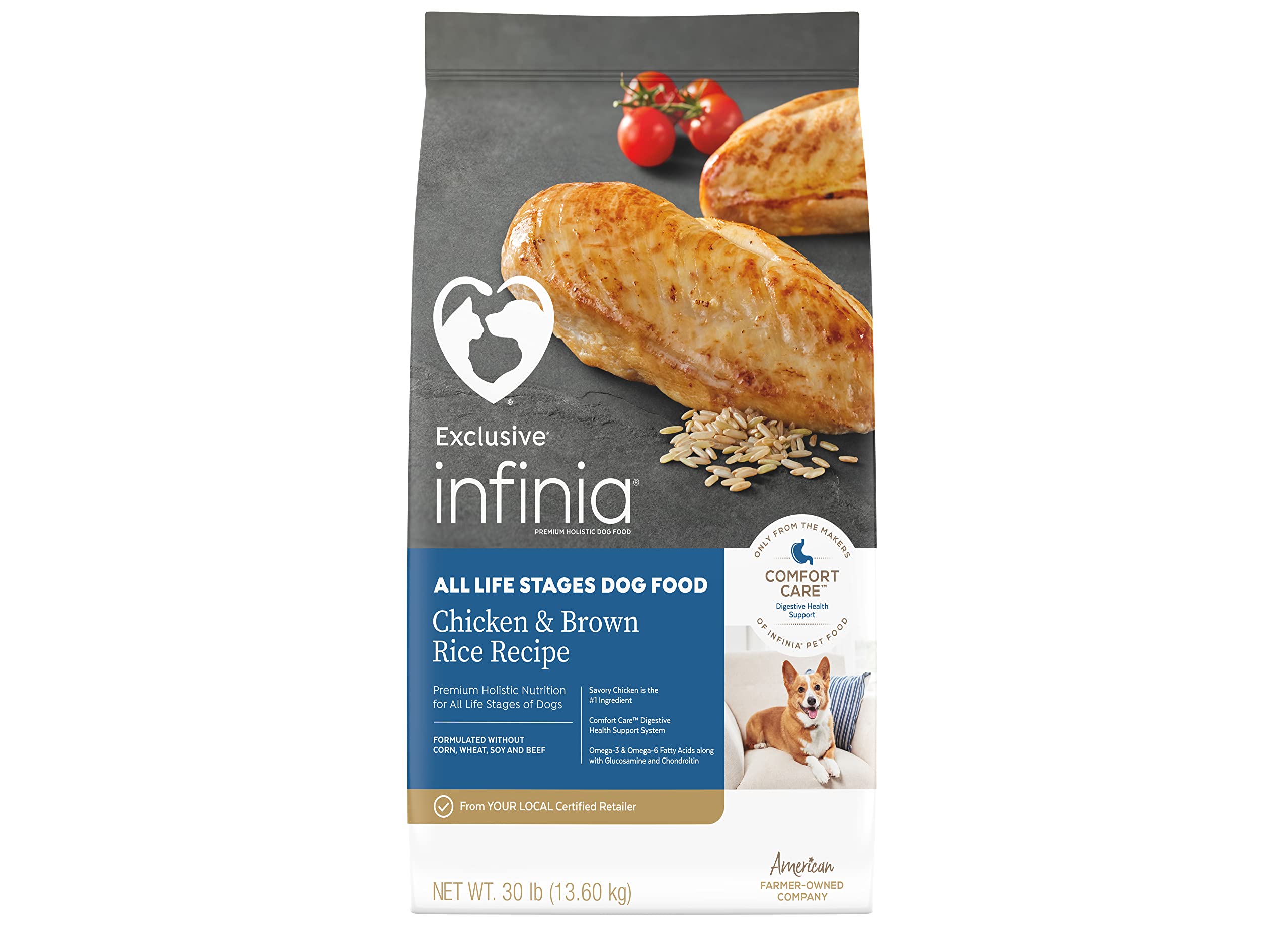 Infinia | All Life Stages Dog Chicken & Brown Rice Comfort Care Digestive Dog Food | 30 Pound (30 LB) Bag