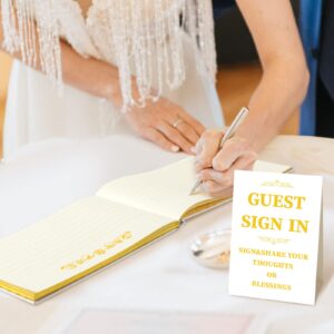 Zonon Wedding Guest Book with Pen Wedding Memory Book with Table Cards Guest Sign-in Book White Cover with Foil for Guests Visitors to Sign at Wedding Party Hotel Bridal Shower, 9 x 6 Inch(Stylish)