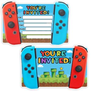 simimi art 30 video game birthday party invitations with envelopes - game on birthday party invitation