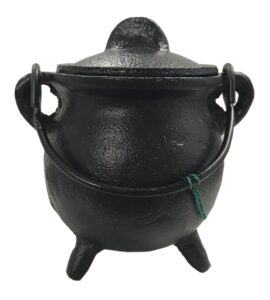 crystalo - plain cast iron cauldron with lid size-2.5" d 4.25" h