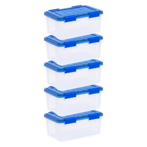 IRIS USA 5Pack 19qt WEATHERPRO Airtight Plastic Storage Bin with Lid and Seal and Secure Latching Buckles