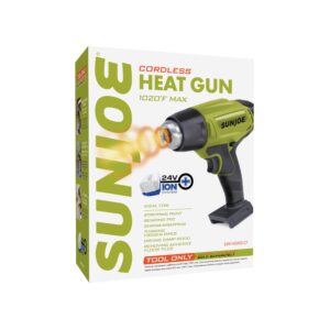 Sun Joe 24V-HG100-CT 24-Volt IONMAX Cordless Heat Gun 1022 Degrees Fahrenheit, 5 Second Ramp Accessories for Crafts, Shrinking, Paint Stripping, DIY Tool Only