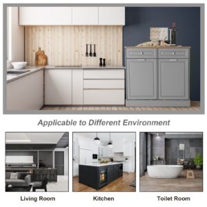 UEV Double Kitchen Trash Cabinets,Two Tilt Out Trash Cabinets with Solid Hideaway Drawers,Free Standing Wooden Kitchen Trash Can Recycling Cabinet Trash Can Holder (Grey)