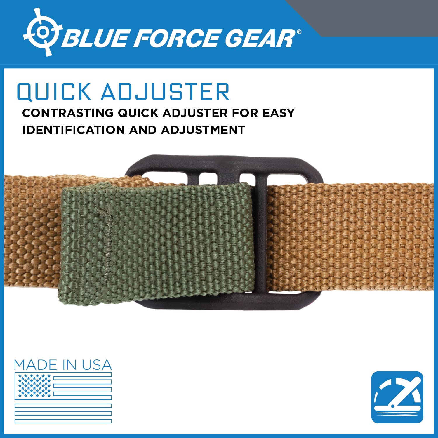 Blue Force Gear Standard Sling | 2 Point Sling Adjusts for Carrying Positions | 45-55 inches (OD Green)