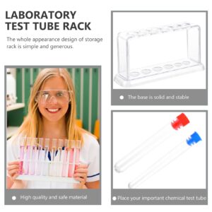 Plastic Test Tube Rack Set: 6pcs Laboratory Test Tube with Holder Stand Tube Detachable White Test Tube Storage Rack Stand