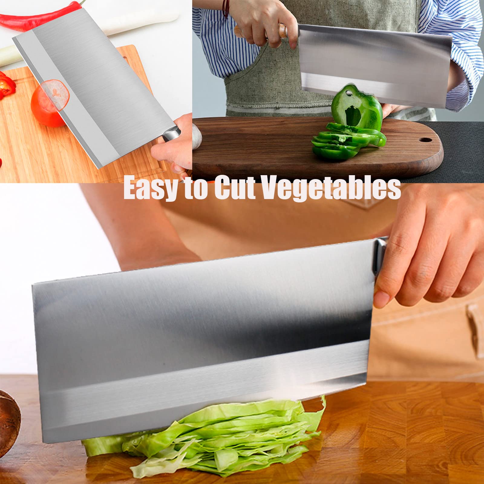 SELECT MASTER Chinese Chef Knife, Big Vegetable Cleaver, Chinese Cleaver Knife and High Carbon Steel with Non-slip Ergonomic Handle for Home and Restaurant