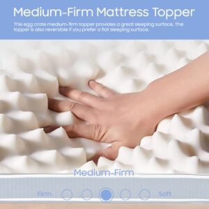 Greaton Breathable 1-inch Convoluted Egg Shell Foam Mattress Topper | Toppers for Mattresses Adds Ultimate Comfort, Reduces Back Pain, Perfect Body Support, Maintain Proper Posture, Queen, White