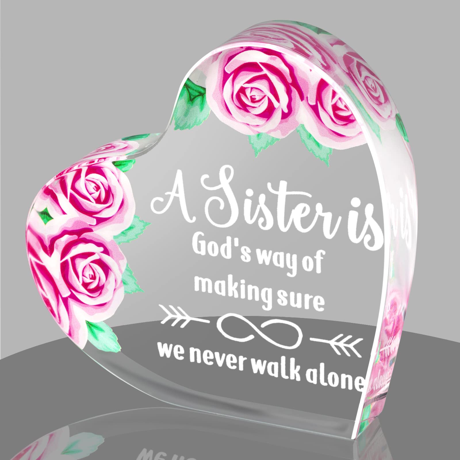 Sister Gift Heart Keepsake and Paperweight from Sister Brother, A Sister is God's Way of Making Sure We Never Walk Alone Birthday Friendship Gift for Women Friends, BFF, Little Big Sister