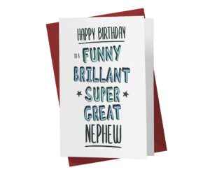 sweet and funny birthday card for nephew, large 5.5 x 8.5 nephew birthday card, happy birthday nephew card, birthday card nephew, karto compliment nephew