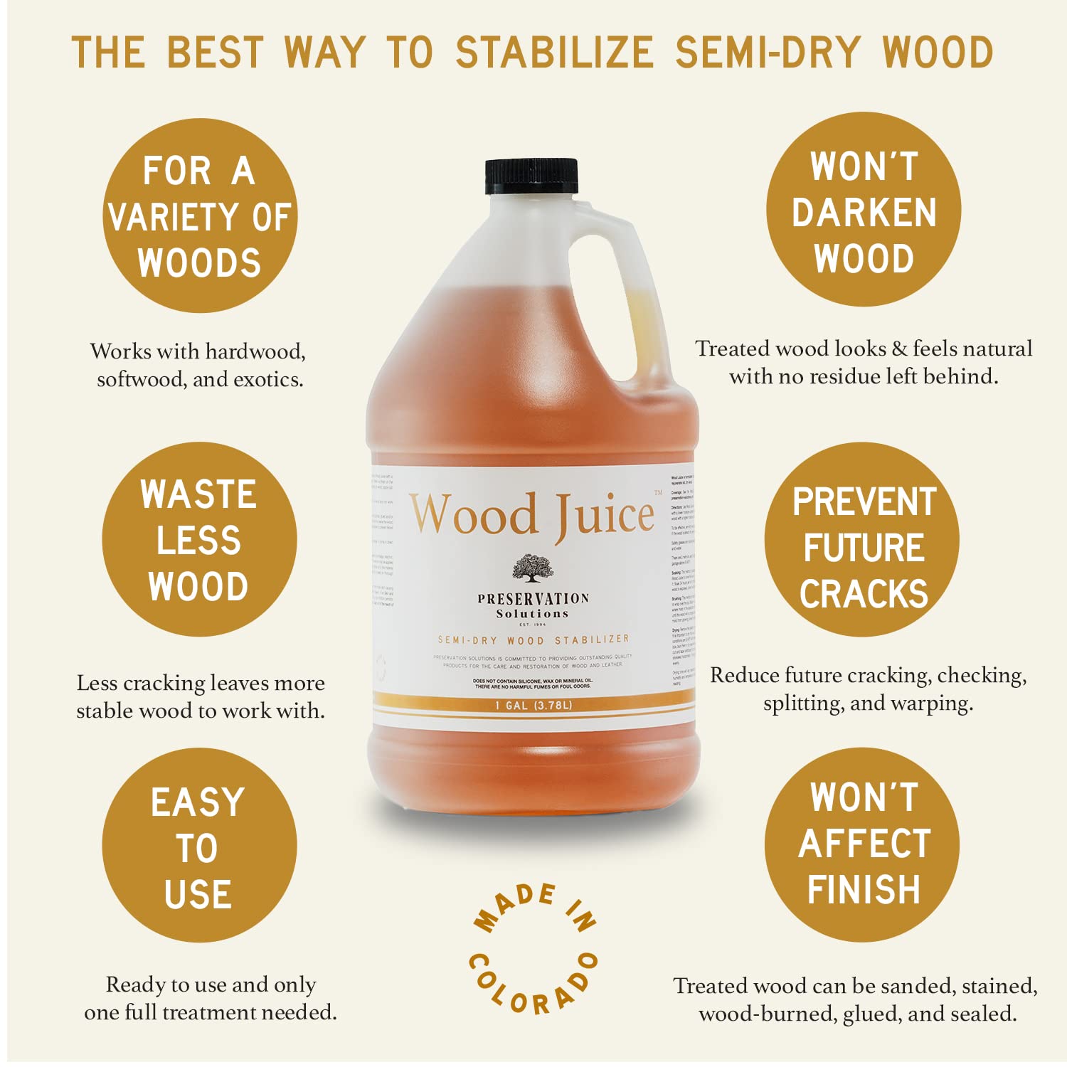 Preservation Solutions - Wood Juice 1 Gallon - Semi Dry Wood Stabilizer