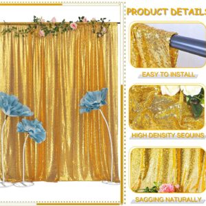 TCBESTO Gold Sequin Backdrop Curtains 4FT x 8FT 2 Panels Glitter Curtain Backdrop Sparkly Photography Background Drapes for Wedding Bridal Shower Christmas Festival Birthday