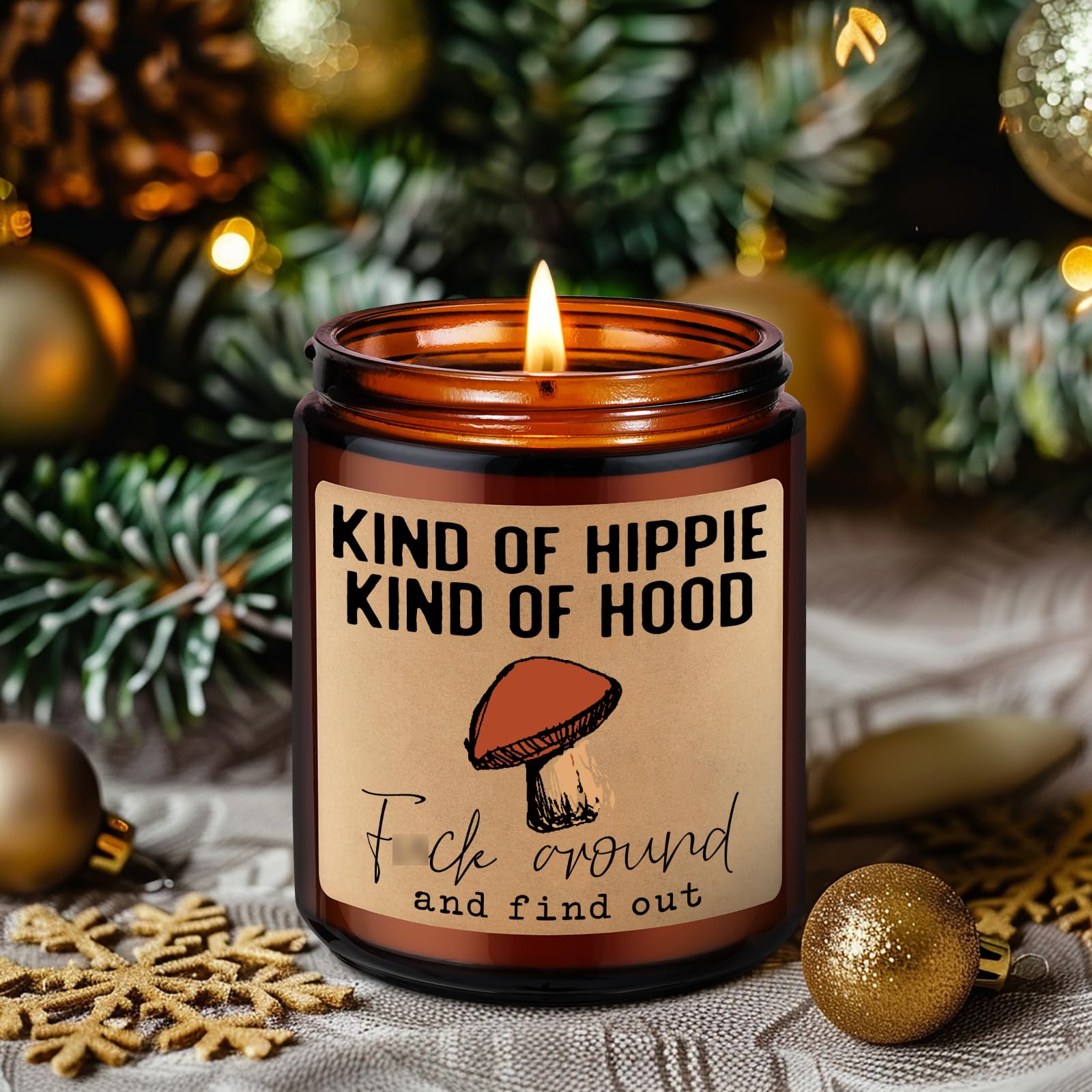 LEADO Kind of Hippie Kind of Hood Scented Candles, Hippie Room Decor - Hippie Gifts, Boho Gifts for Women, Men - Funny Birthday, Christmas, Hippy Gifts for Hippie Friends, Bestie, BFF, Her