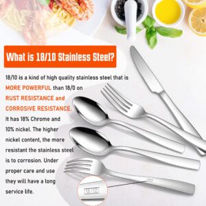 HaWare 18/10 Stainless Steel Flatware, 60-Piece Silverware Set Service for 12, Fancy Tableware Cutlery Set for Home Restaurant, Include Knife Fork Spoon, Mirror Finish Eating Utensils, Dishwasher Safe