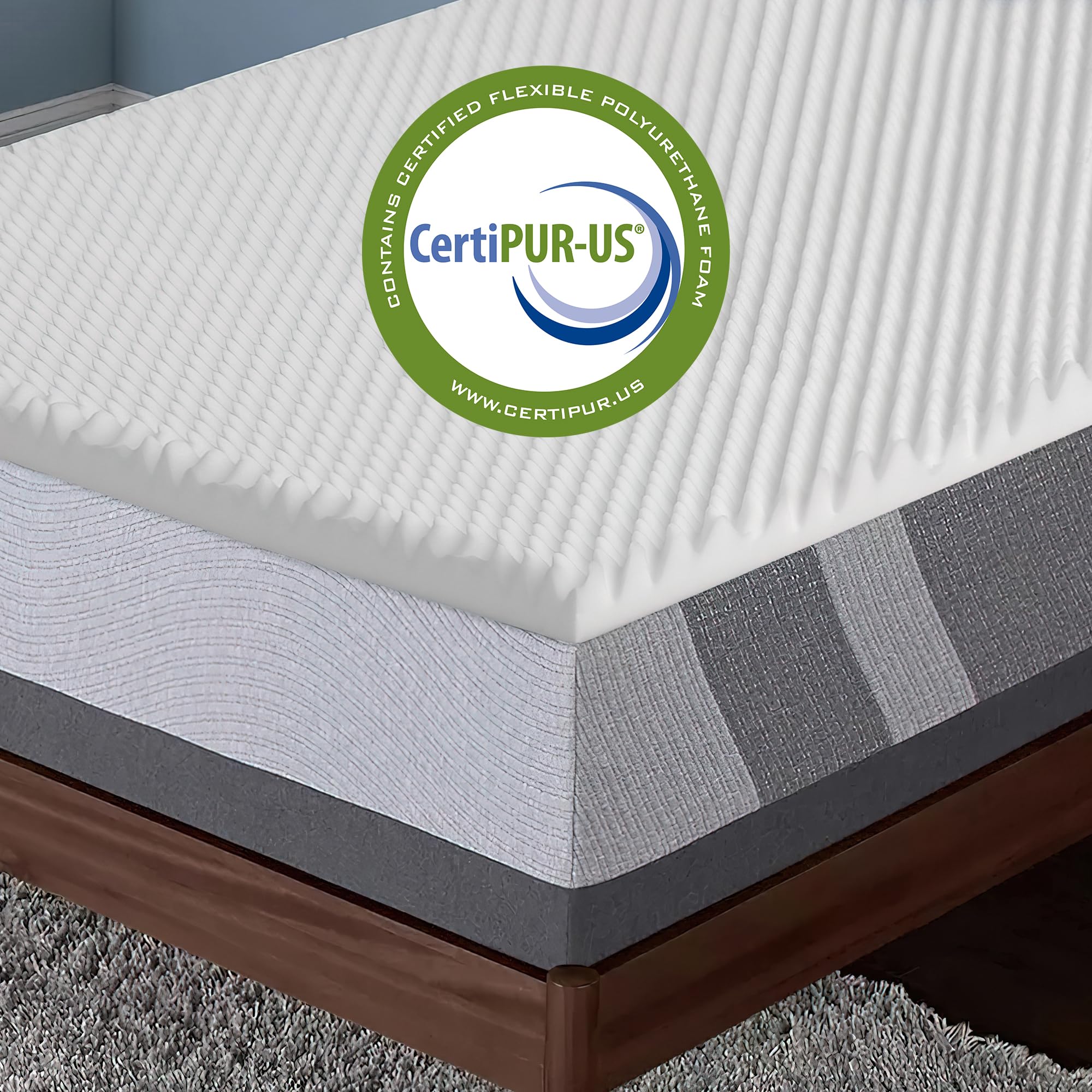 Greaton Breathable 1-inch Convoluted Egg Shell Foam Mattress Topper | Toppers for Mattresses Adds Ultimate Comfort, Reduces Back Pain, Perfect Body Support, Maintain Proper Posture, Queen, White