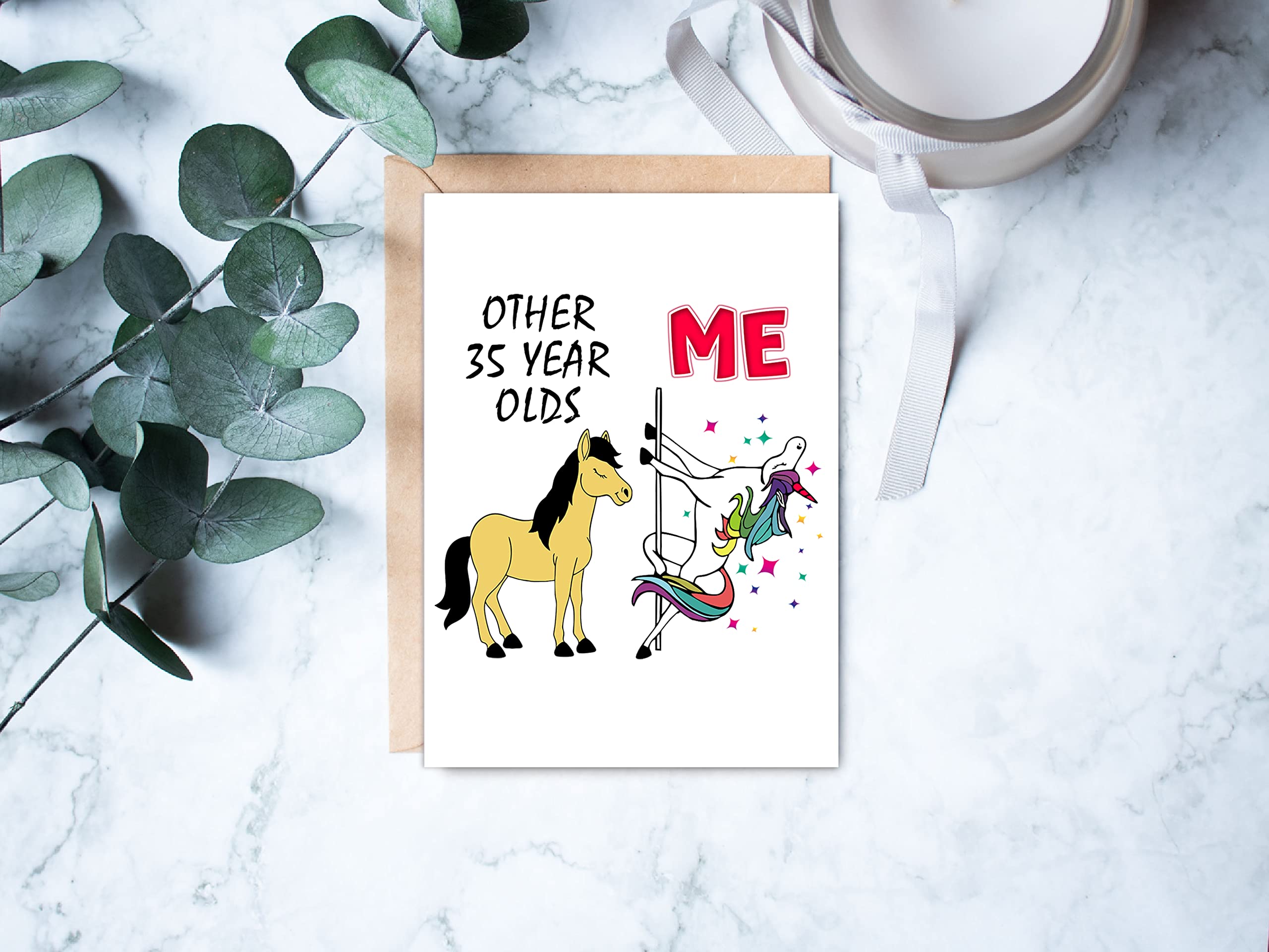 35Th Birthday Gifts For Women Other 35 Year Olds Me Unicorn Card 35 Years Old Birthday Gifts Card For Mom Wife Friend Sister Her