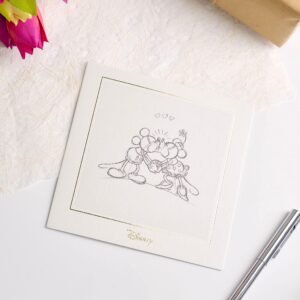 UK Greetings Disney Birthday Card - Minnie Mouse Birthday Card - Mickey Mouse Birthday Card - Birthday Card for Her - Minnie and Mickey Kissing Original Sketch - Blank Card