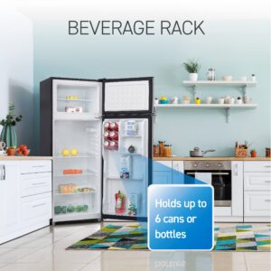 Commercial Cool CCR77LBS 7.7 Cu. Ft Freezer, Top Mount Fridge with Glass Shelves, Bottle Storage, Beverage Rack, Crisper Drawer Cover in VCM Refrigerator